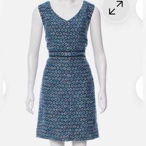 Vintage DIANE VON FURSTENBERG DVF Leelou Blue Tweed Career Sleeveless Dress 4